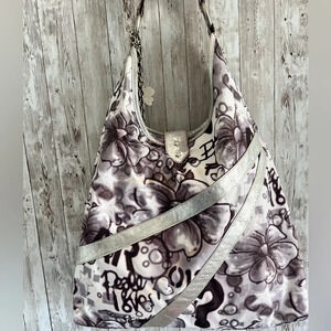 Lesportsac Gray and Silver Floral Tote